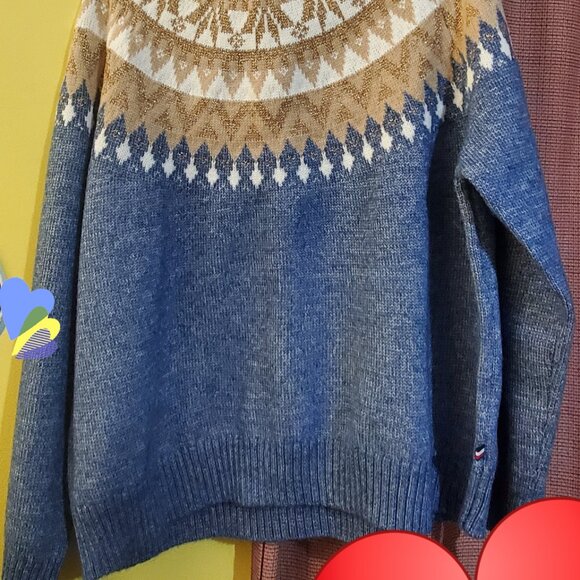 Tommy Hilfiger Women's Navy Half Snowflake Raglan Sweater - Picture 3 of 3